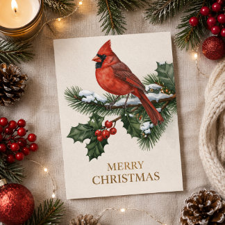 Carte de vœux de Noël Rouge Cardinal Joyeux Noël