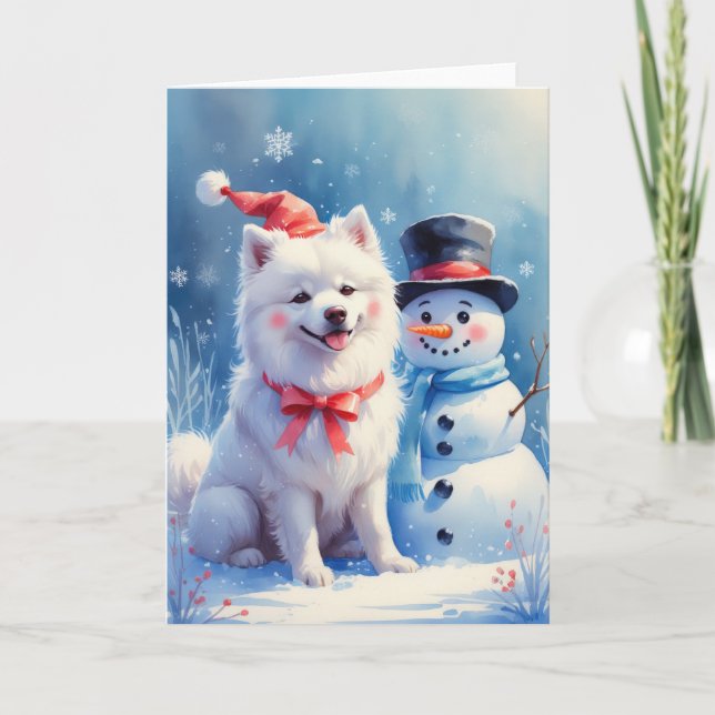 Carte de voeux de Noël Samoyed Dog (Devant)