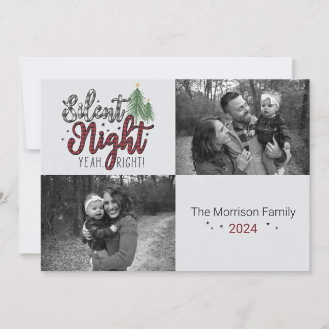 Carte de vœux de Noël Silent Night Yeah Right! (Devant)