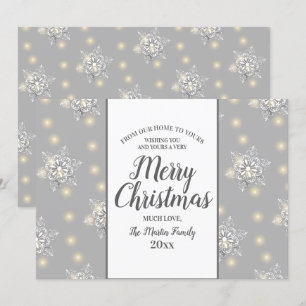 Carte de voeux de Noël Silver Sparkle Merry
