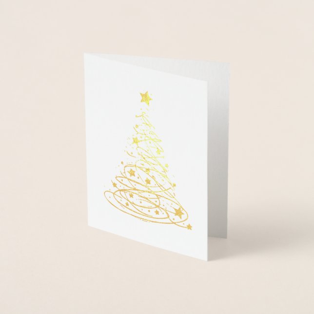 Carte de vœux de Noël STARRY NIGHT Or (Devant)