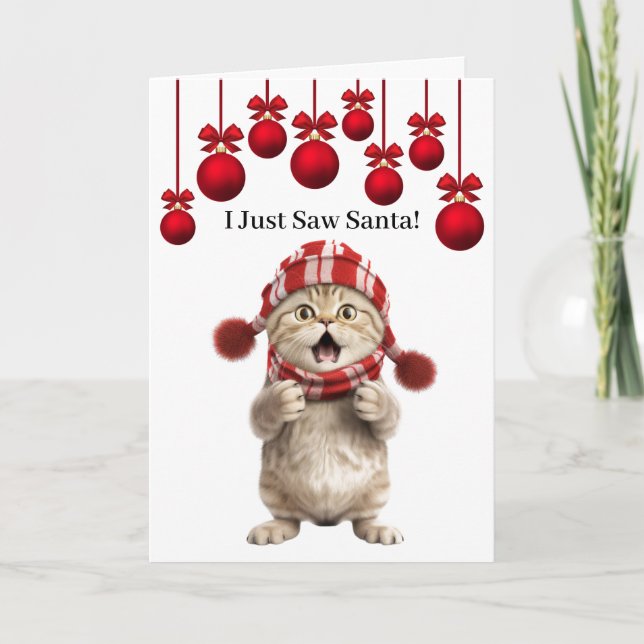 Carte de voeux de Noël Super Cute Cat (Devant)