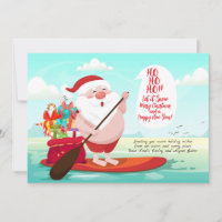 Carte de vœux de Noël Surfboard Santa