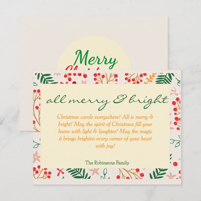 Carte de vœux de Noël tout joyeux & lumineux (Devant / Derrière)