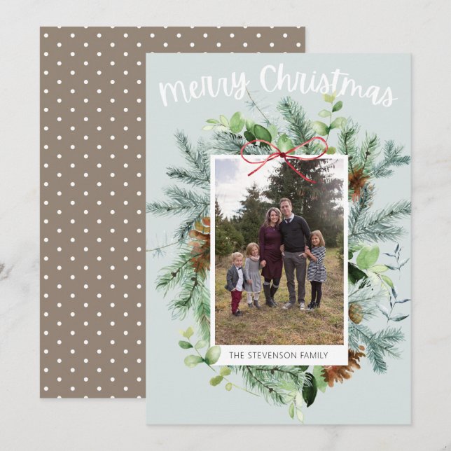 Carte de voeux de Noël turquoise photo (Devant / Derrière)