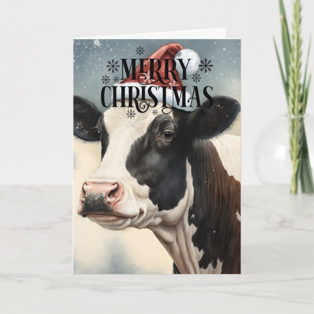 Carte de vœux de Noël unique de la vache (Devant)