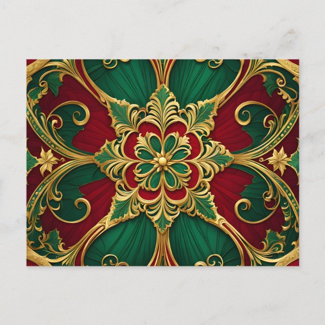 Carte de vœux de Noël verte rouge (Devant)