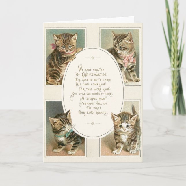 Carte de voeux de Noël Victorian Kittens (Devant)