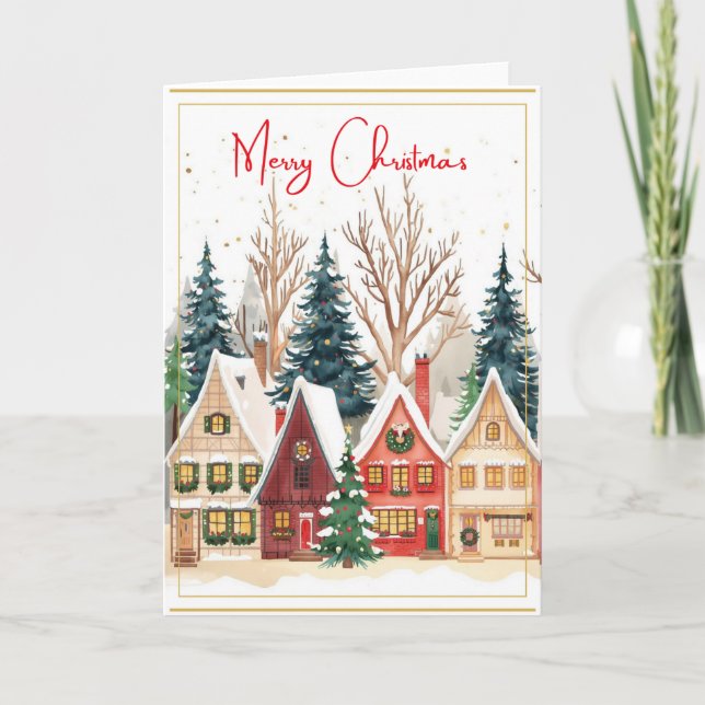 Carte de voeux de Noël Village de charme (Devant)