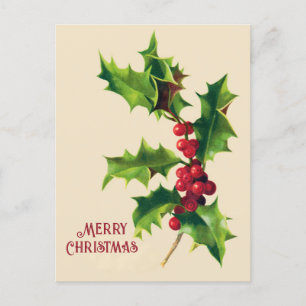 Carte de voeux de Noël vintage Holly