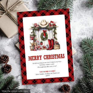 Carte de vœux de Noël Western Buffalo Rustique