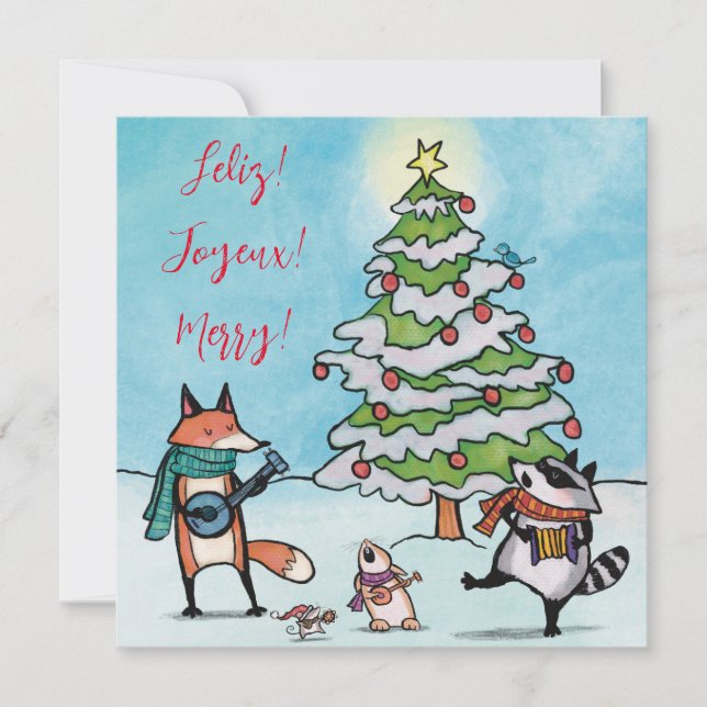 Carte de voeux de Noël Whimsical Woodland (Devant)