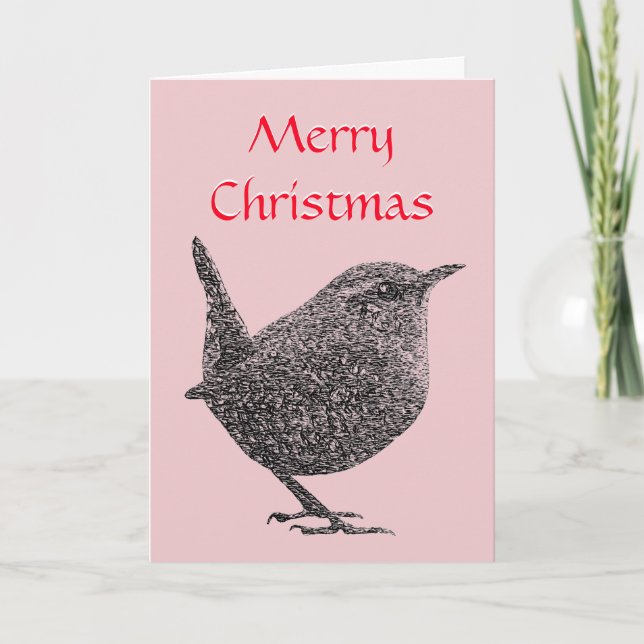 Carte de voeux de Noël Wren (Script rouge) (Devant)