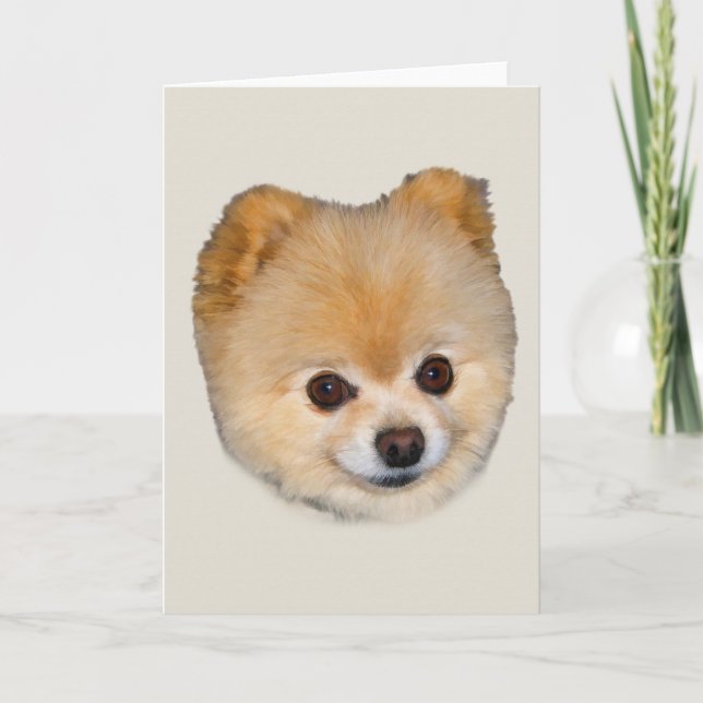 Carte de voeux de note ou de chien de Pomeranian (Devant)