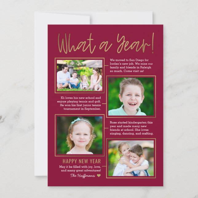 Carte de vœux de nouvel an éditable couleur année  (Devant)