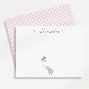 Carte de vœux de nurserie éléphant avec ballons ro