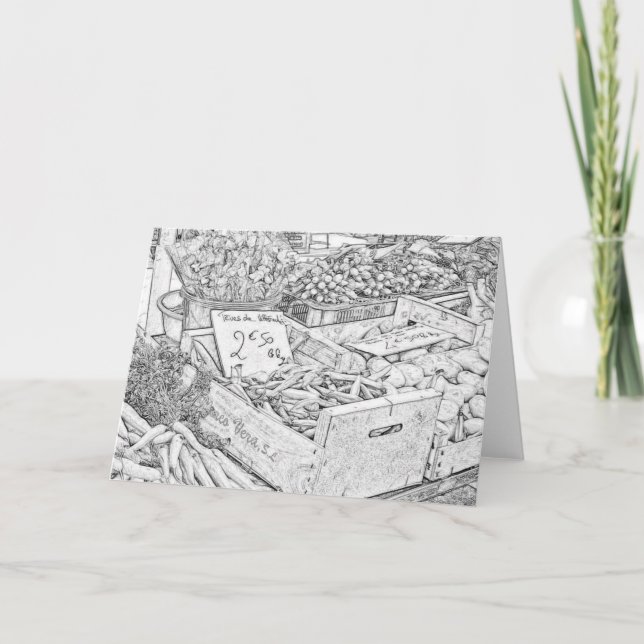 Carte de voeux de page de coloration du marché de (Devant)