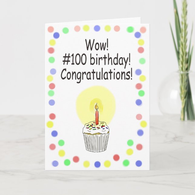 Carte de voeux de papier heureuse de 100 (Devant)