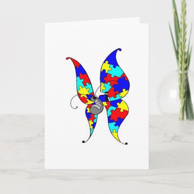 Carte de voeux de papillon d'autisme (Devant)