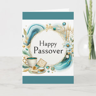 Carte de vœux de Pâque joyeuse - Agate bleu or