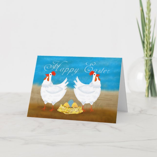 Carte de voeux de Pâques au poulet amusant (Devant)