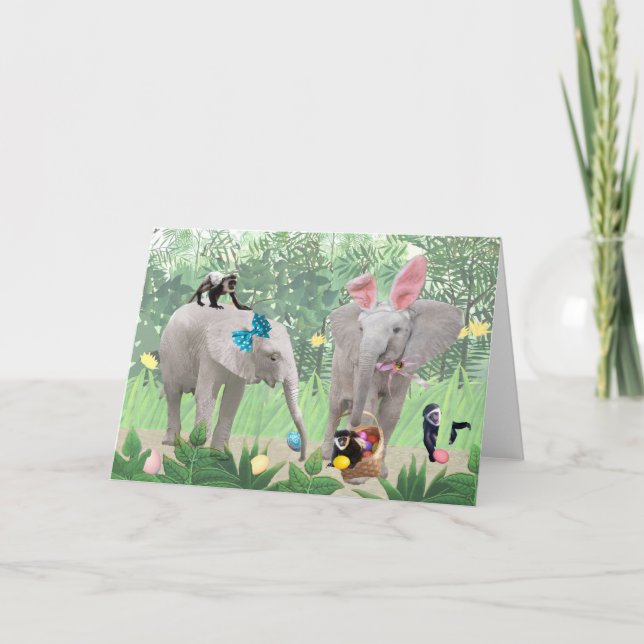 Carte de voeux de Pâques Elephants (Devant)