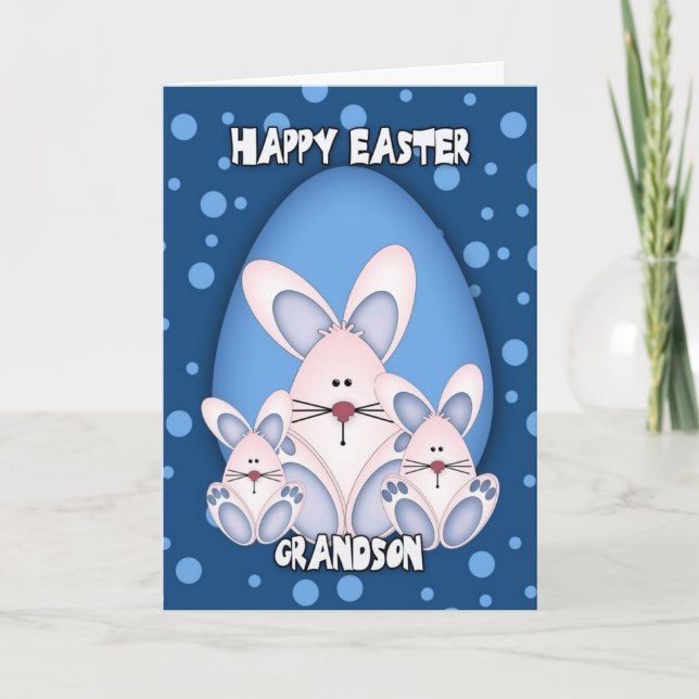 Carte de voeux de Pâques Grandson avec de mignons  (Devant)