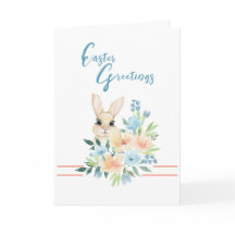 Carte de vœux de Pâques Lapin Bouquet