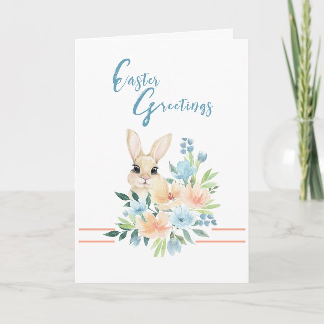 Carte de vœux de Pâques Lapin Bouquet (Devant)