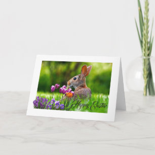 Carte de vœux de Pâques Lapin Heureux