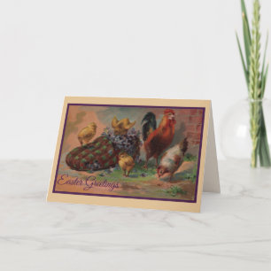 Carte de vœux de Pâques Pantoufle et Poussins