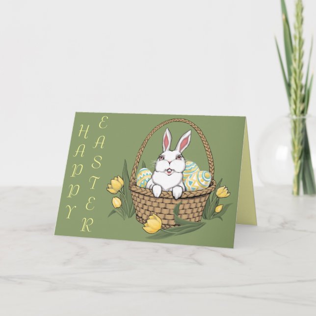 Carte de voeux de Pâques sur mesure voiture lapin  (Devant)