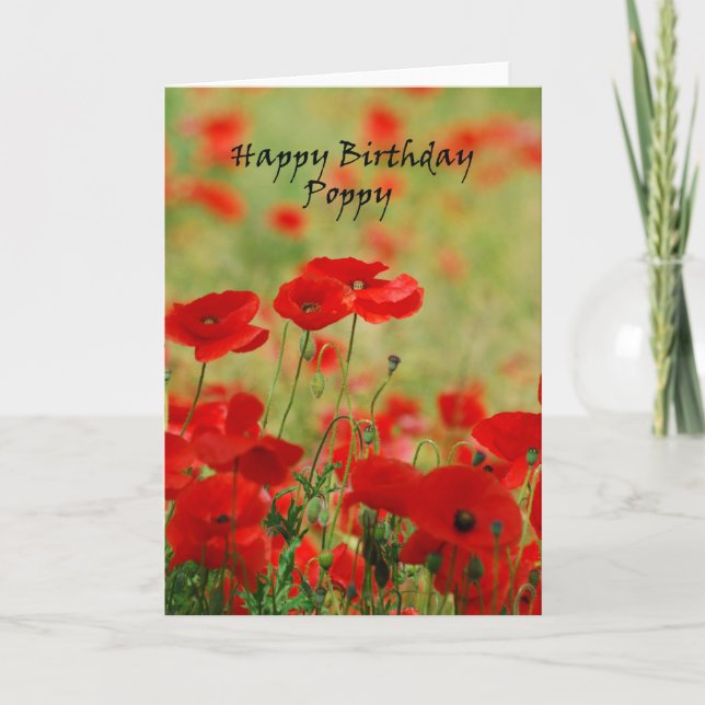 Carte de voeux de pavot de joyeux anniversaire (Devant)