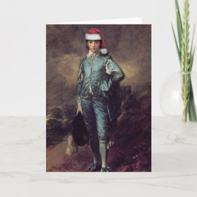 Carte de voeux de Père Noël de garçon bleu (Devant)