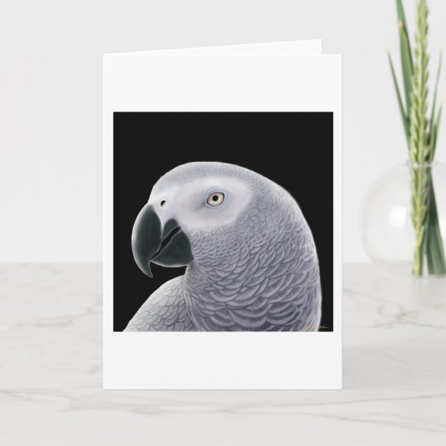 Carte de voeux de perroquet de gris africain (Devant)