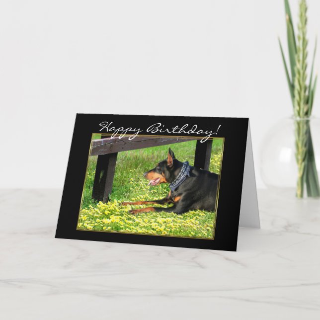 Carte de voeux de Pinscher de dobermann de joyeux (Devant)