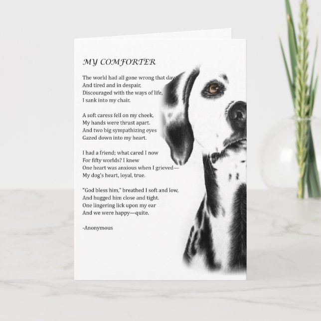 Carte de voeux de Poésie Conforter Chien Dalmatien (Devant)