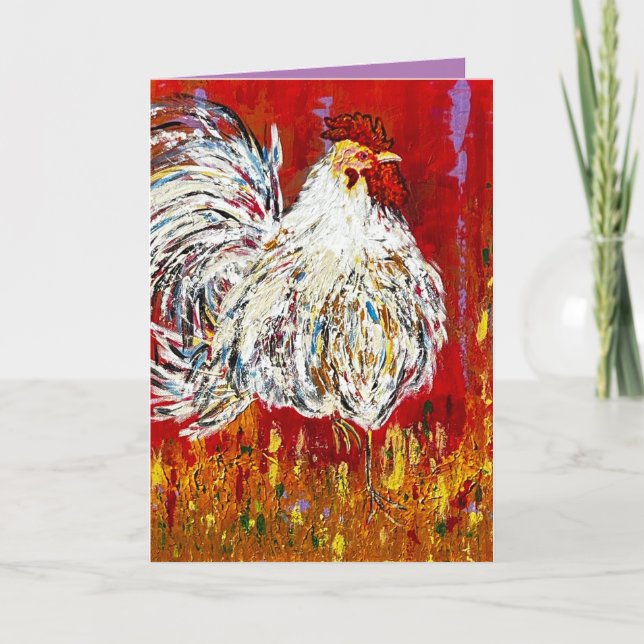 Carte de voeux de poulet au coq (Devant)