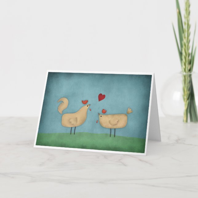 Carte de voeux de poulets amoureux (Devant)