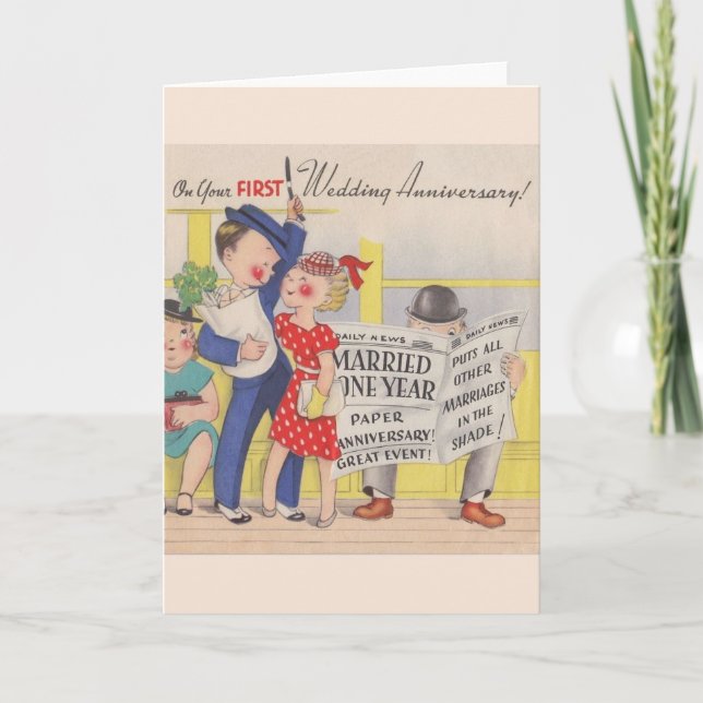 Carte de vœux de premier anniversaire de mariage v (Devant)