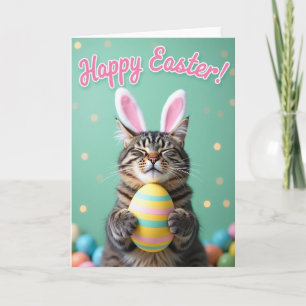 Carte de vœux de printemps avec un chat mignon