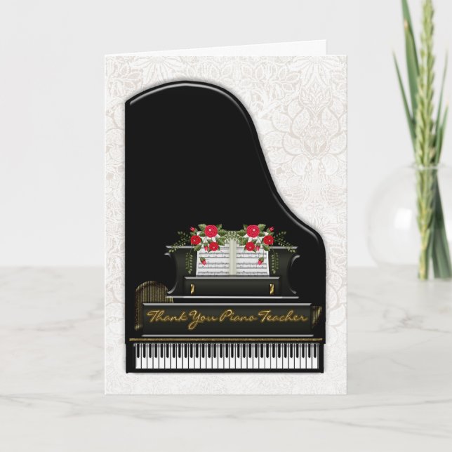 Carte de voeux de professeur de piano de Merci (Devant)