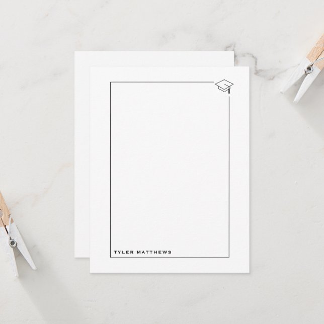 Carte de vœux de remise de diplômes noir et blanc (Devant/Arrière en situation)