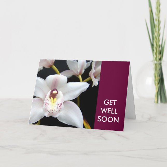Carte de vœux de rétablissement Orchidée blanche (Devant)