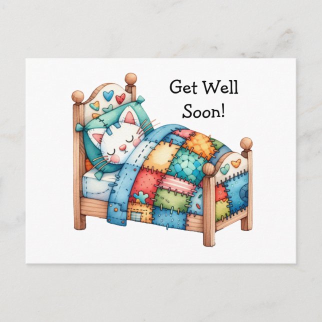 Carte de vœux de rétablissement pour un chat migno (Devant)