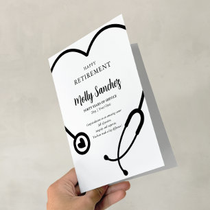 Carte de vœux de retraite BW Stéthoscope