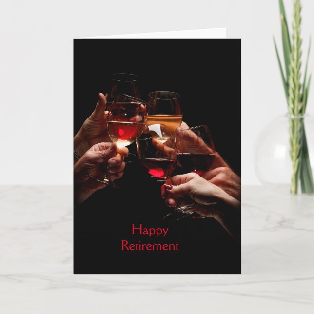 Carte de voeux de retraite en verre de vin (Devant)