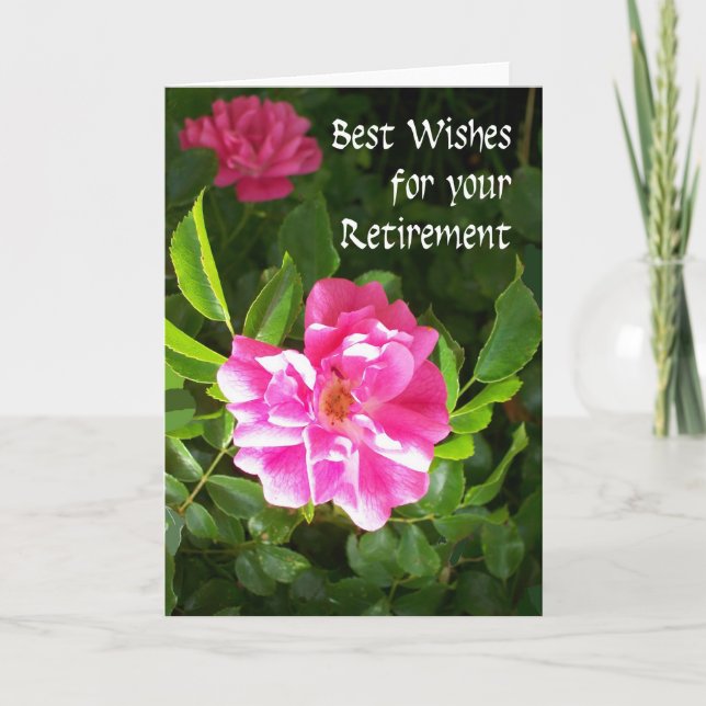 Carte de voeux de retraite - Roses roses (Devant)