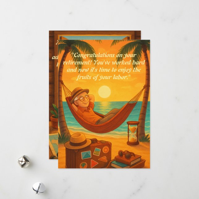 Carte de voeux de retraite Sunset Beach (Devant/Arrière en situation)
