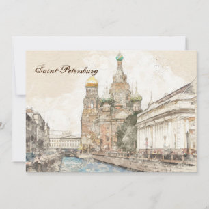 Carte de vœux de Saint-Pétersbourg Russie Ville